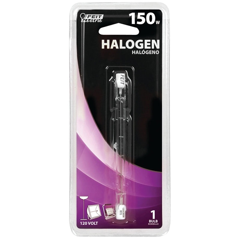 Feit Electric BPQ150T3/CL Halogen Bulb, 150 W, R7 Lamp Base, J T3 Lamp, 3000 K Color Temp, 2000 hr Average Life