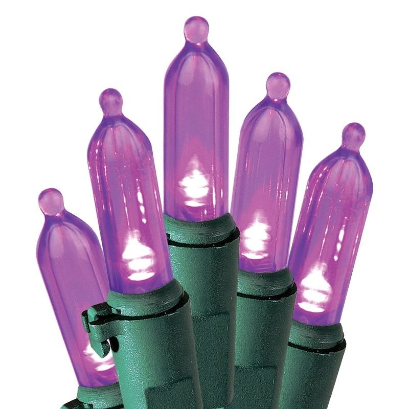 Hometown Holidays U10E406H Light Set, Christmas, 120 V, 4.8 W, 50-Lamp, LED Lamp, Purple Lamp, 13.58 ft L