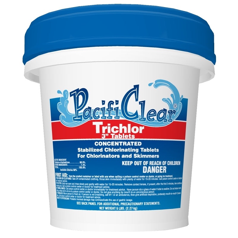 PacifiClear F008005040PC Trichlor Chlorine Sanitizer, 5 oz Pail, Tablet, Pack of 8