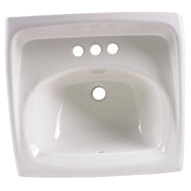 American Standard Lucerne 0355.012.020 Bathroom Sink, Rectangular Basin, 3-Deck Hole, 18-1/4 in OAW, 12-1/8 in OAH