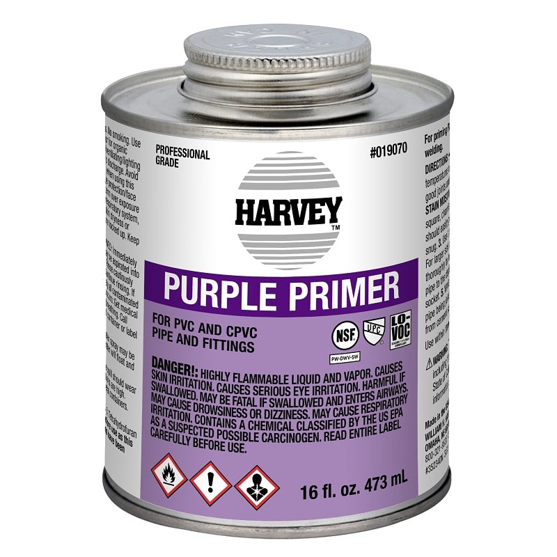 Harvey 019070-12 All-Purpose Professional-Grade Primer, Liquid, Purple, 16 oz Can