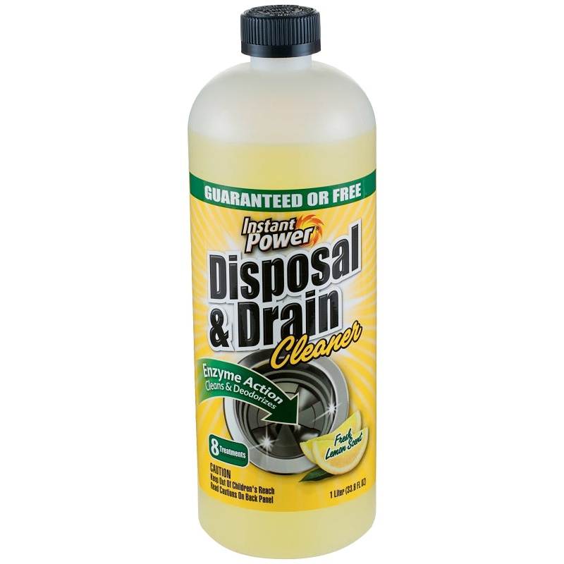 Instant Power 1501 Disposal and Drain Cleaner, 1 L, Liquid, Lemon, Yellow