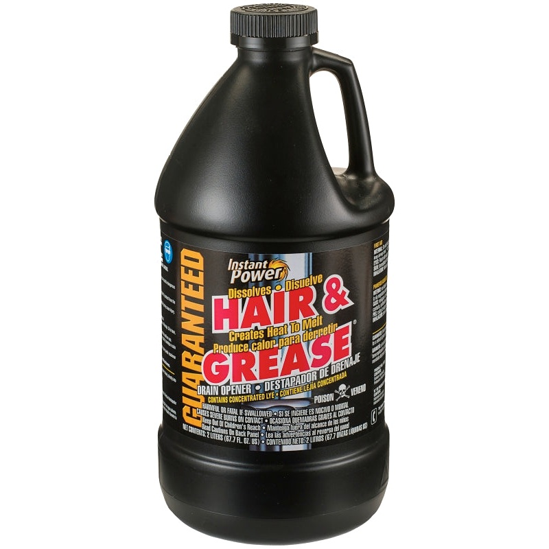 Instant Power 1970 Hair and Grease Drain Opener, Liquid, Clear, Odorless, 2 L Bottle, Pack of 6