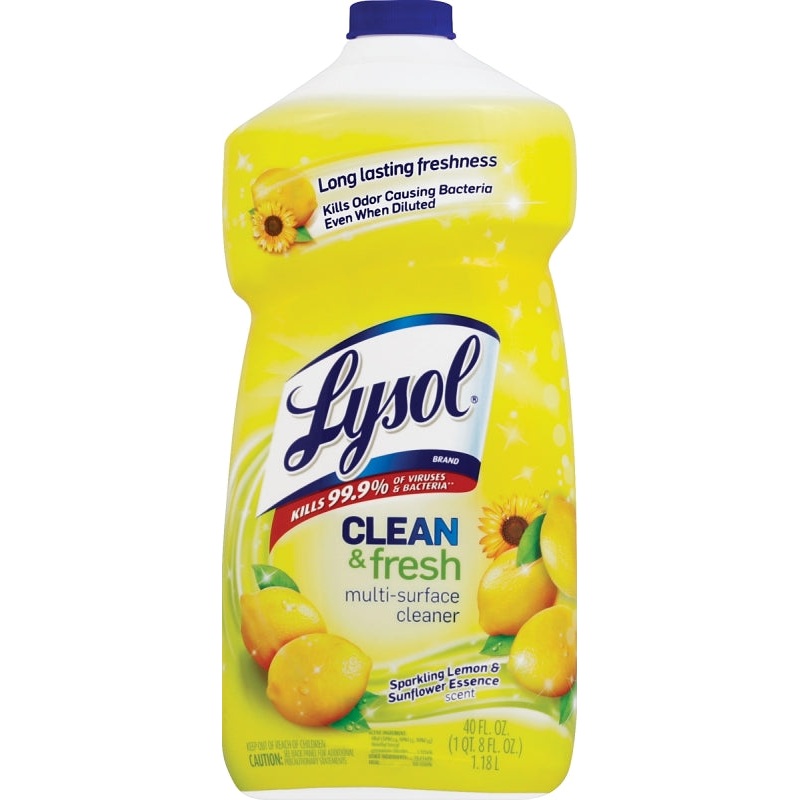 Lysol 1920078626 All-Purpose Cleaner, 40 oz Bottle, Liquid, Fresh Lemon, Clear
