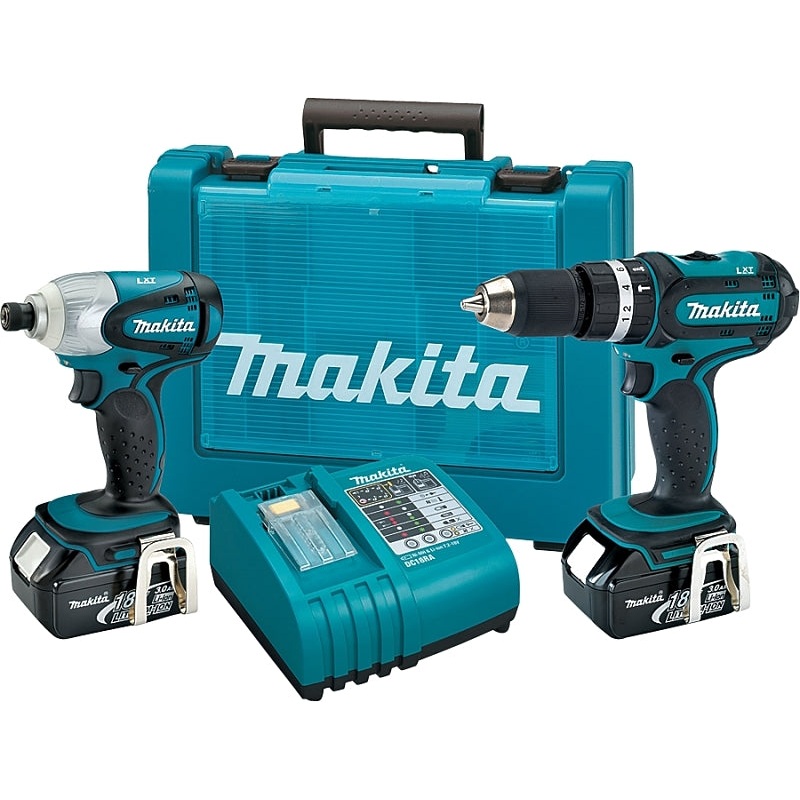 Makita XT261M Combination Tool Kit, Tools Included: (1) 18 V LXT 1/2 in Hammer Drill Driver, (1) 18 V LXT Impact Driver
