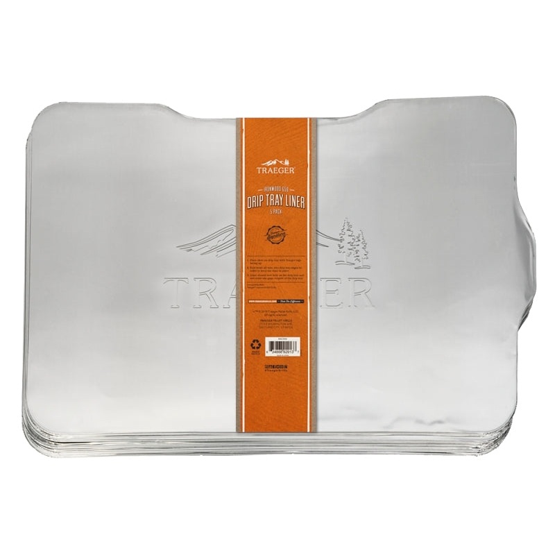 Traeger BAC506 Drip Tray Liner, For: Ironwood 650 Grill, Aluminum, 5/PK