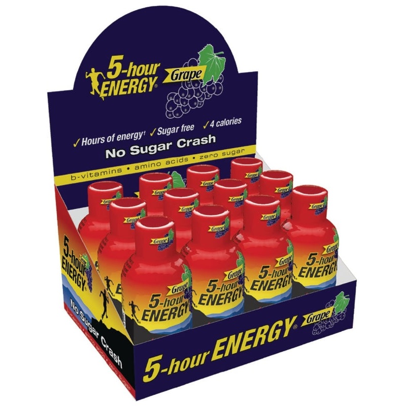 5-hour ENERGY 218123 Sugar-Free Energy Drink, Liquid, Grape, 1.93 oz, Pack of 12