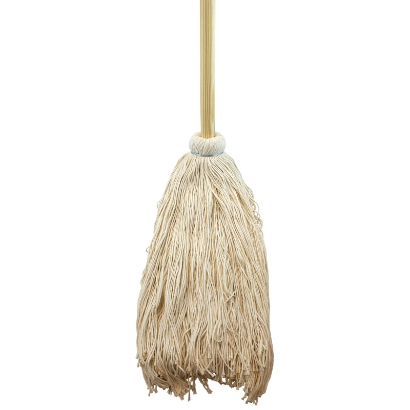 Chickasaw 00507 Wet Mop with Hanger, 20 oz Headband, 54 in L, Cotton Mop Head, White Mop Head, Metal Handle