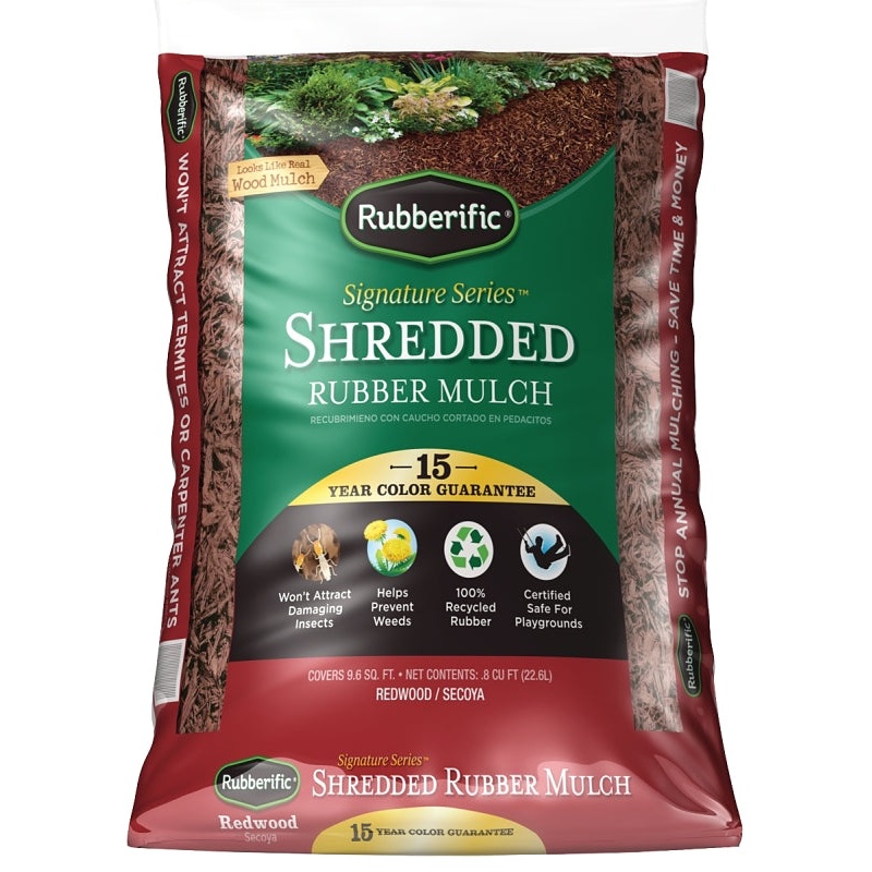 GroundSmart GSBF08RD96 Landscape Mulch, 9.6 sq-ft Coverage Area, Rubber, Red, 0.8 cu-ft Bag