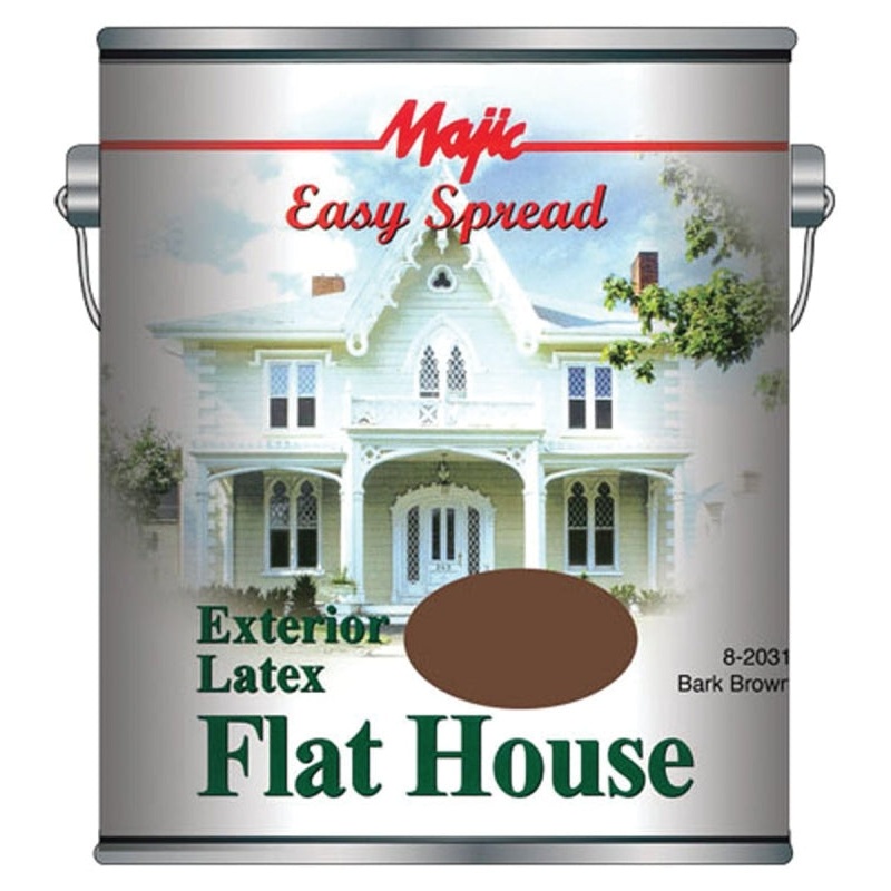 Majic Paints 8-2031-1 Exterior House Paint, Flat, Dark Brown, 1 gal Pail, Pack of 4