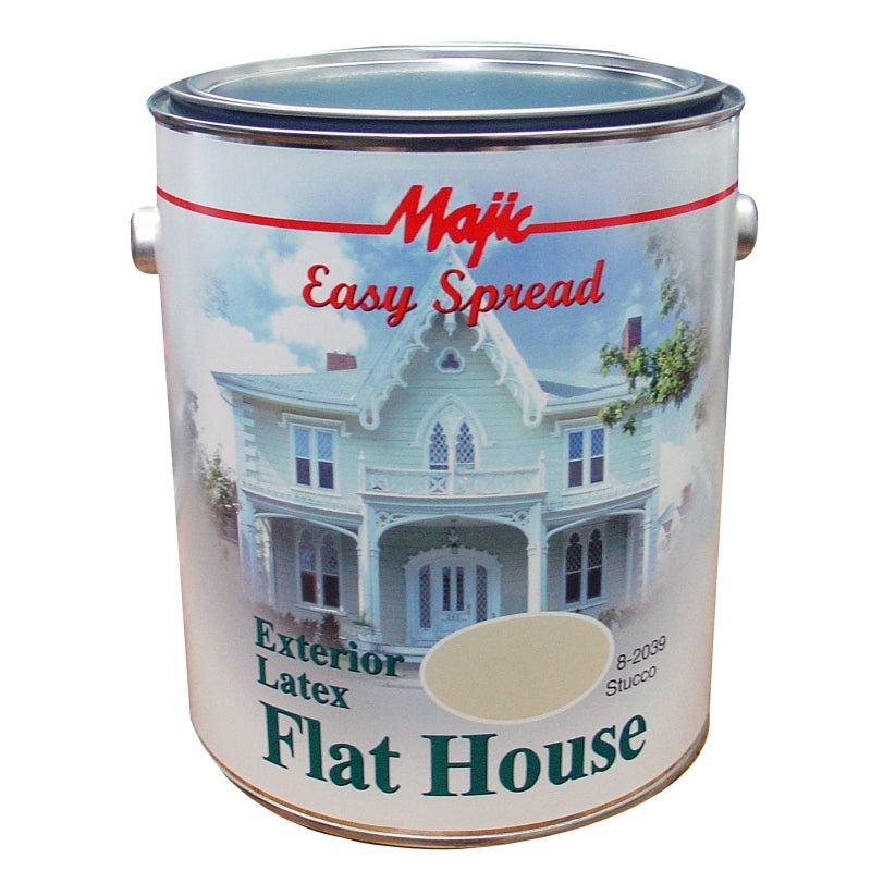 Majic Paints 8-2039-1 Exterior House Paint, Flat, Stucco, 1 gal Pail, Pack of 4