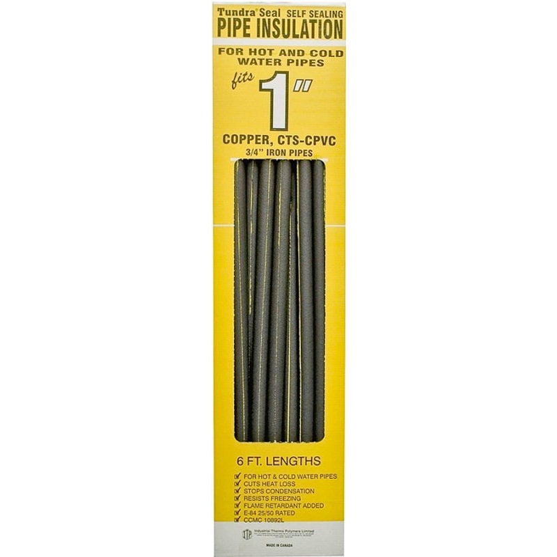 Tundra 31181T Pipe Insulation, 1-1/8 in ID x 1-7/8 in OD Dia, 6 ft L, Polyolefin, Charcoal, Pack of 40