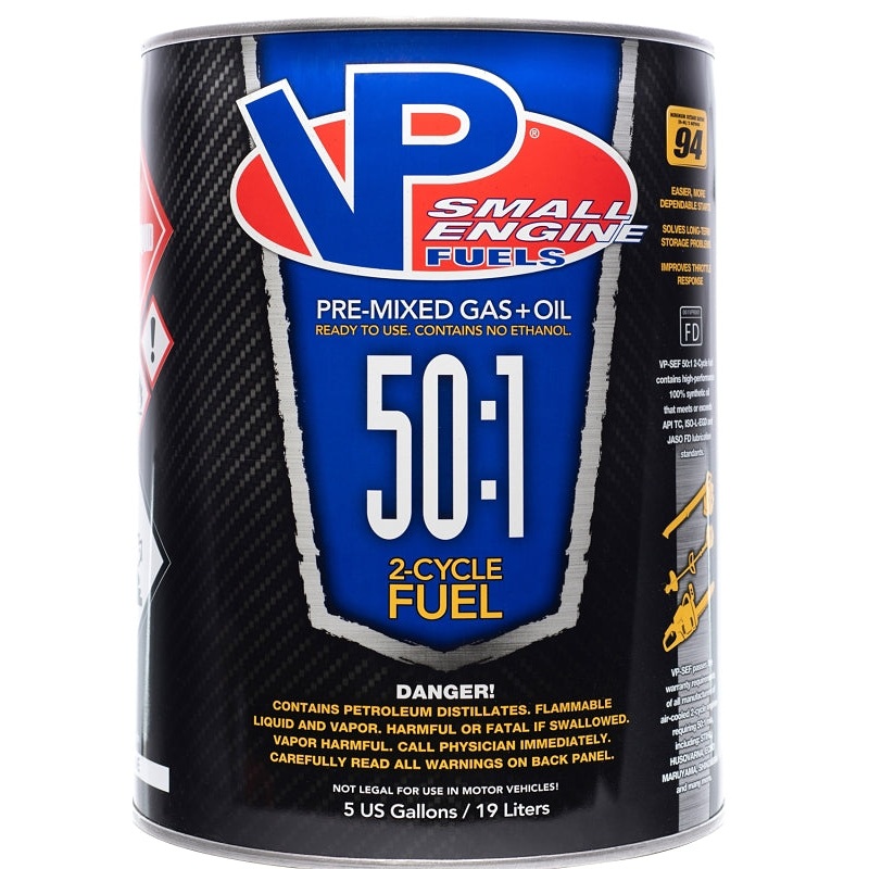 VP Racing 6232 50:1 Pre-Mixed Small Engine Fuel, Aromatic Hydrocarbon, Blue, 5 gal Pail