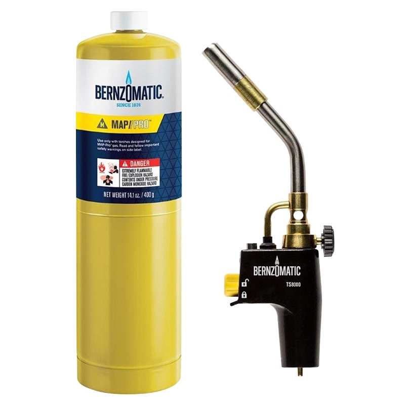 BernzOmatic TS8000BZKC Torch Kit, Propane, Trigger Igniter, 3400 deg F Propane, 3600 deg F MAPP, Pack of 3