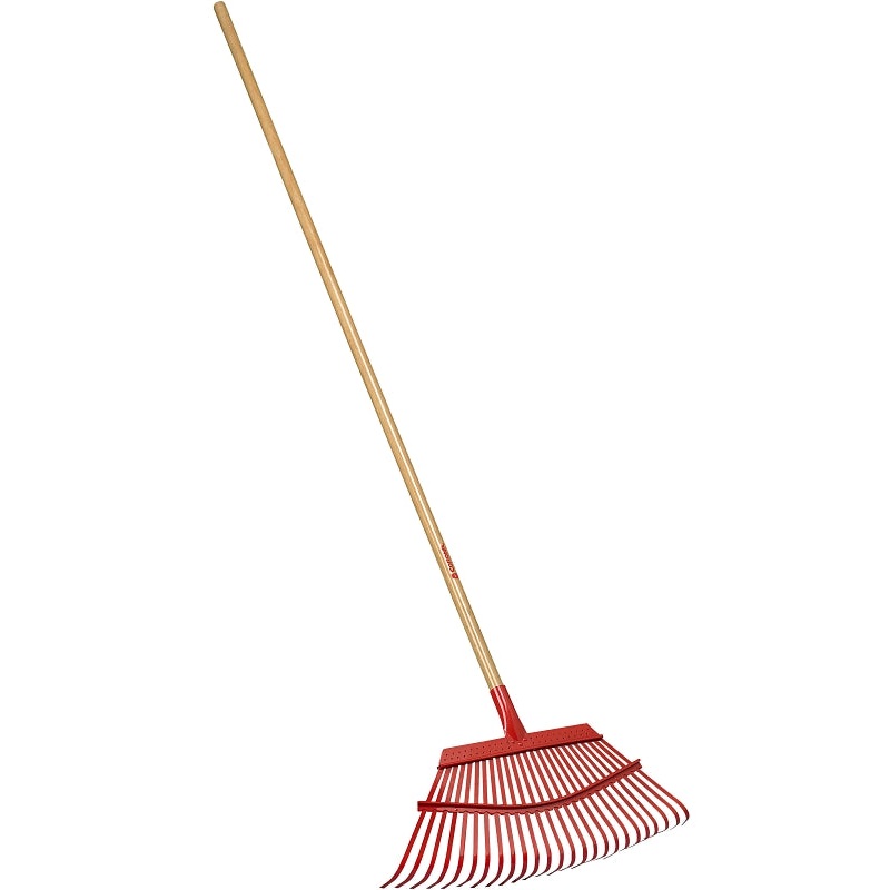 Corona RK 62001 Leaf Rake, Steel Tine, 25-Tine, Wood Handle, 54 in L Handle