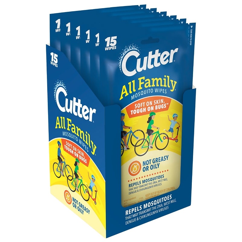 Cutter ALL FAMILY HG-95838 Mosquito Wipe, 3 oz, White, Alcohol