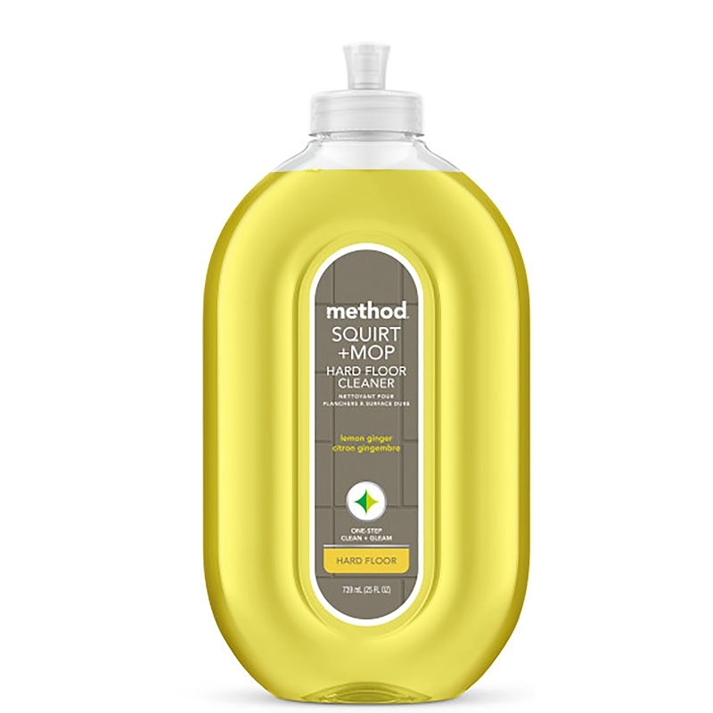 method Squirt + Mop 563 Hard Floor Cleaner, 25 oz Bottle, Liquid, Lemon Ginger, Yellow