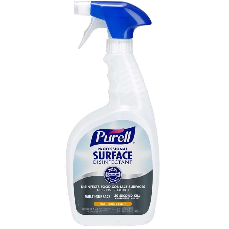 Purell 3342-06 Professional Surface Disinfectant, 32 fl-oz, Capped Bottle with 2 Spray Triggers, Liquid, Citrus, Pack of 6