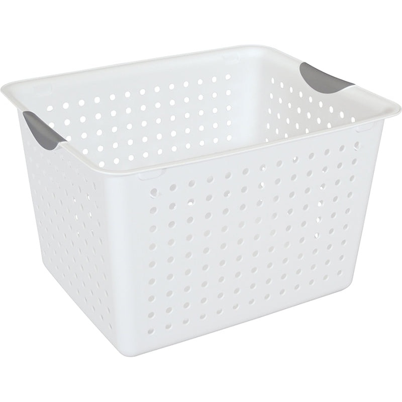 Sterilite Ultra 16288006 Storage Basket, 2 cu-ft Capacity, Plastic, White, Pack of 6