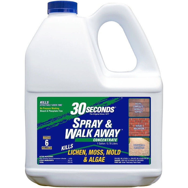 30 Seconds 1GSAWA Lichen Moss Algae Cleaner, 1 gal, Bottle, Liquid, Benzaldehyde Organic, Colorless, Pack of 4