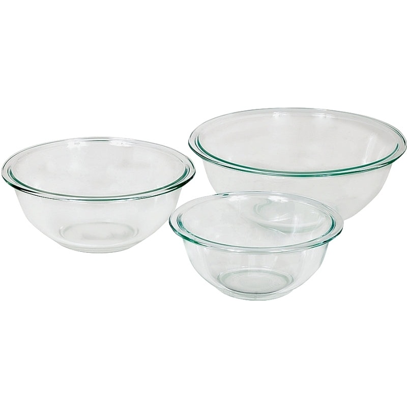 Anchor Hocking 81572L11 Mixing Bowl Set, Includes: (1) 1 qt, (1) 1.5 qt, (1) 2.5 qt Bowls, Glass, Clear, Pack of 2