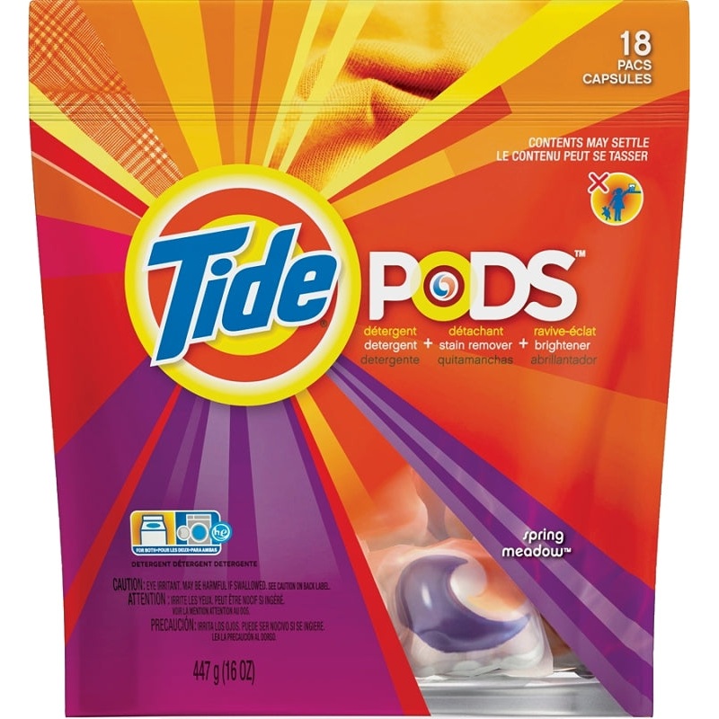Tide 93120 Laundry Detergent, 16 CT, Liquid, Spring Meadow, Pack of 6