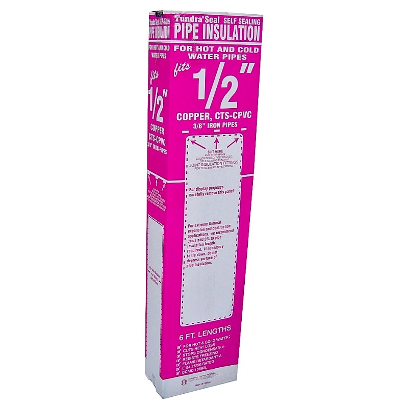 Tundra 30580U Pipe Insulation, 5/8 in ID x 1-3/8 in OD Dia, 6 ft L, Steel, Charcoal, Pack of 70