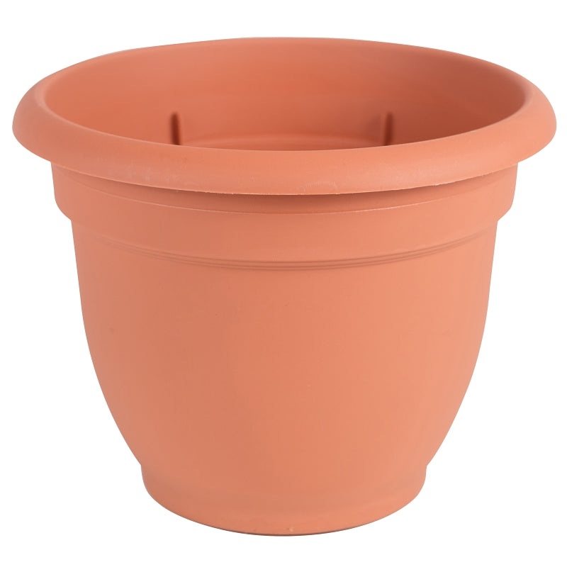 Bloem 20-56108 Planter, 8 in Dia, 7 in H, 8-3/4 in W, Round, Plastic, Terra Cotta, Pack of 10