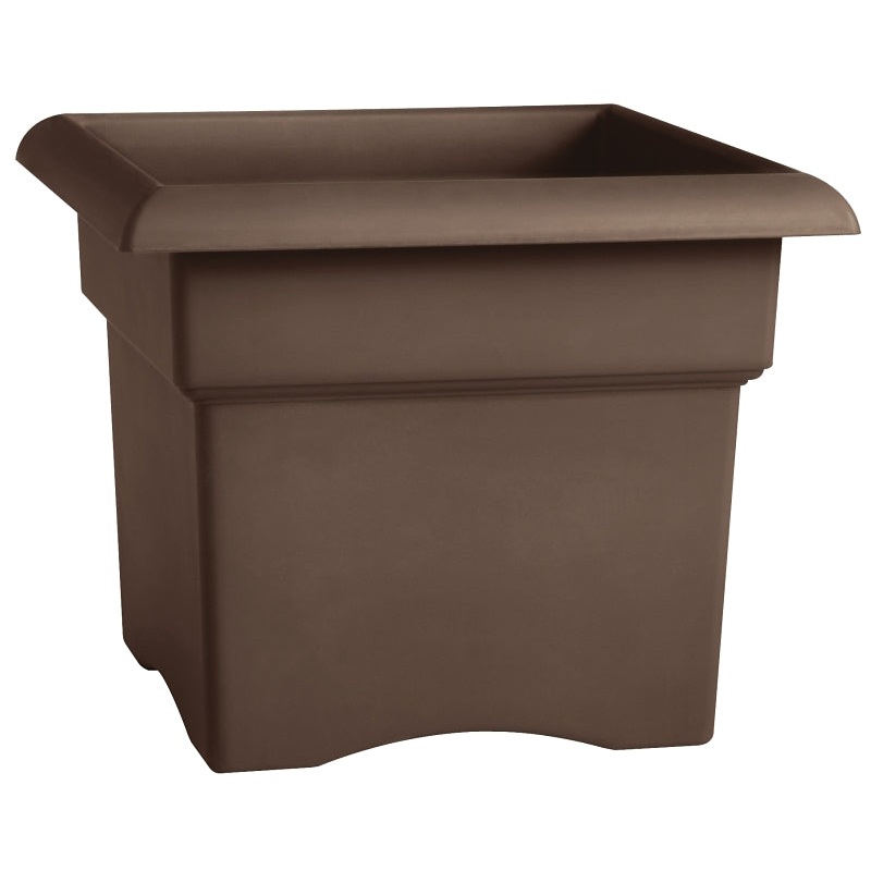 Bloem 457185-1001 Deck Box Planter, 14-1/4 in H, 18 in W, Round, Veranda Design, Plastic, Charcoal
