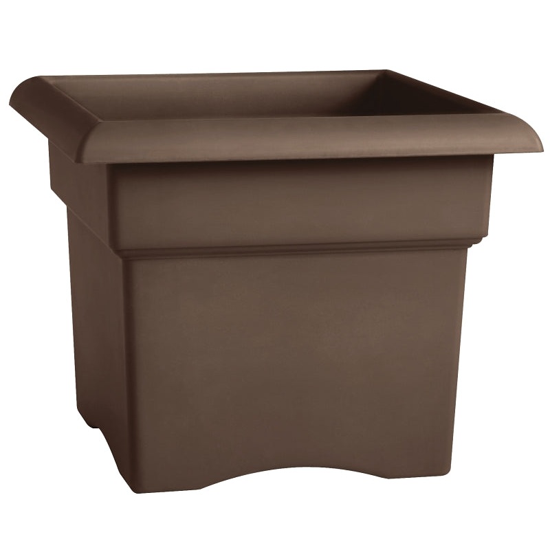 Bloem 57314CH Deck Box Planter, 11-1/4 in H, 14 in W, Square, Plastic, Chocolate