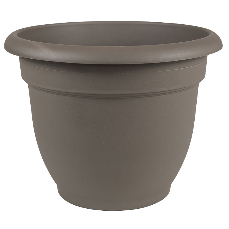 Bloem AP0660 Planter, 6 in Dia, 5.1 in H, 6-1/2 in W, Round, Plastic, Peppercorn, Pack of 10