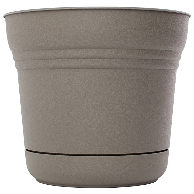 Bloem SP12908 Planter, 12.3 in Dia, 10.8 in H, Saturn Design, Charcoal, Matte
