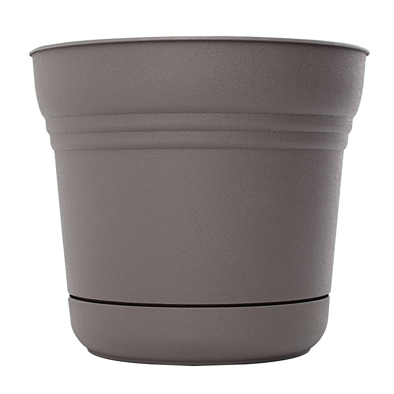 Bloem SP14908 Planter, 14 in Dia, 12.8 in H, 14-1/2 in W, Saturn Design, Charcoal, Matte