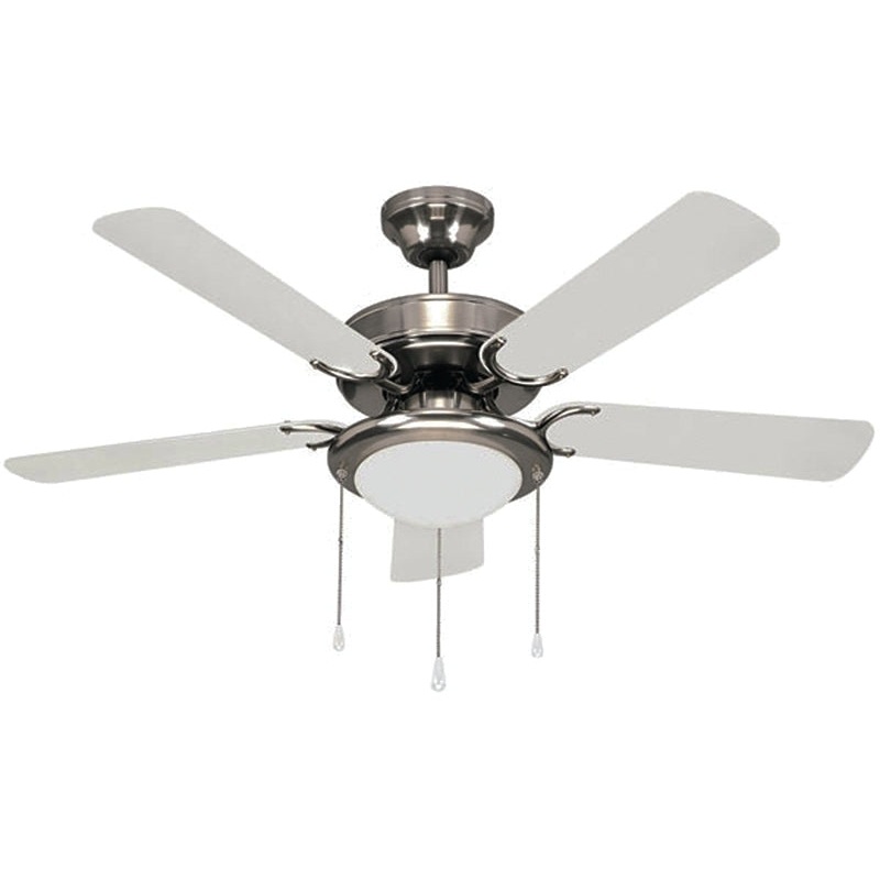 Canarm Eclipse Series CF9042551S Ceiling Fan, 5-Blade, Bleached Oak/White Blade, 42 in Sweep, Fiber Blade, 3-Speed