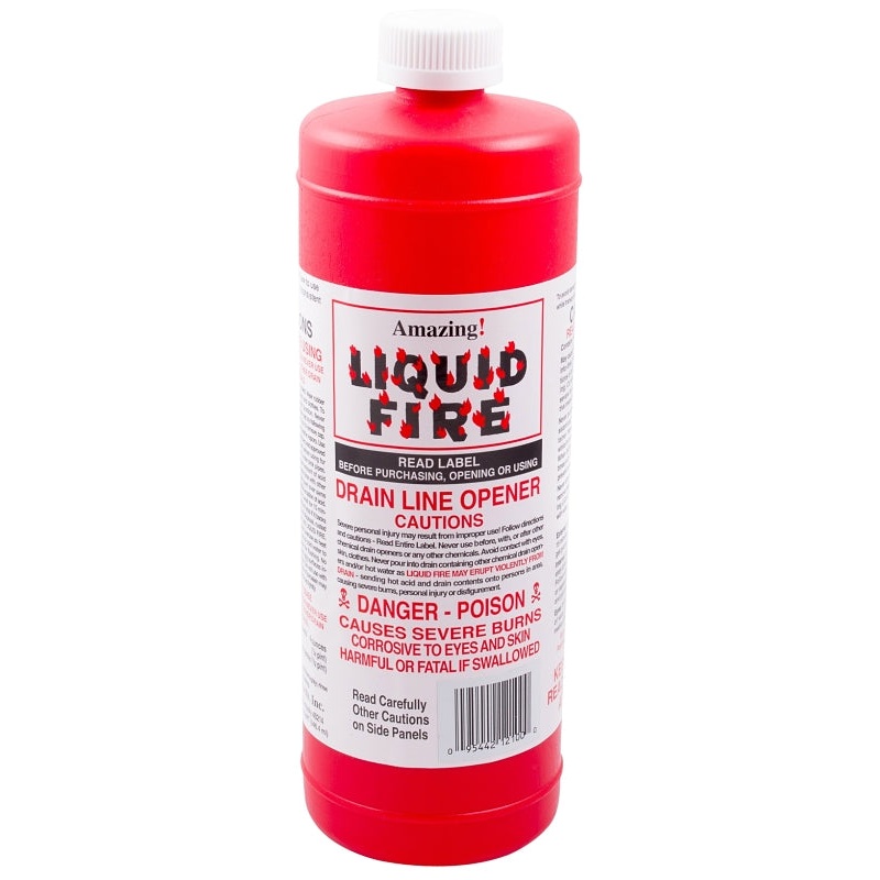 Liquid Fire LF-Q-12 Drain Opener, Liquid, Dark Amber, Slight Pungent, 32 oz Bottle, Pack of 12