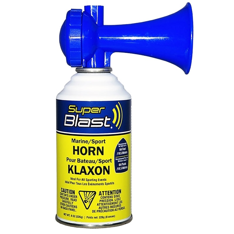 Max-Pro Super Blast Series SB8-018-016 Air Horn, 65 ft Coverage Area, Blue, Pack of 6
