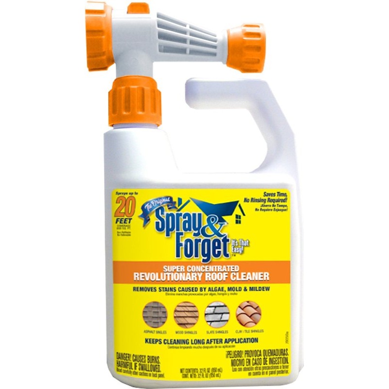 Spray & Forget SFRCHEQ06 Roof Surface Cleaner, Liquid, Clear/Yellow, 32 oz