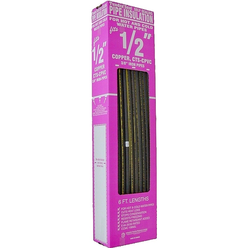 Tundra 30581T Pipe Insulation, 5/8 in ID x 1-3/8 in OD Dia, 6 ft L, Polyolefin, Charcoal, Pack of 70