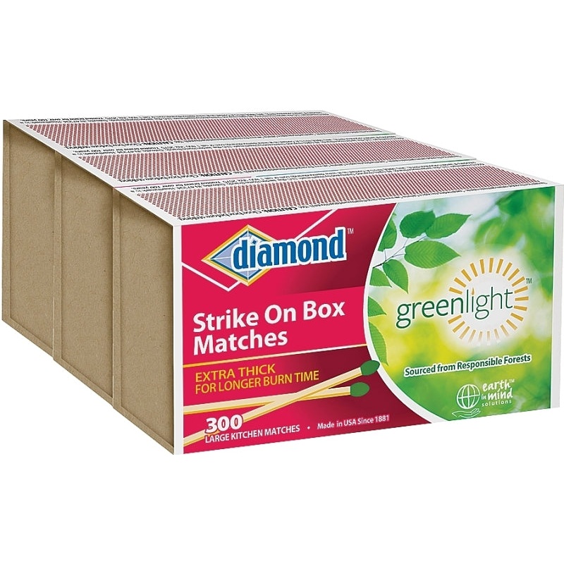 diamond Greenlight 02234 Strike On Box Fire Matches, 300-Stick, Aspen Wood Stick, Pack of 24