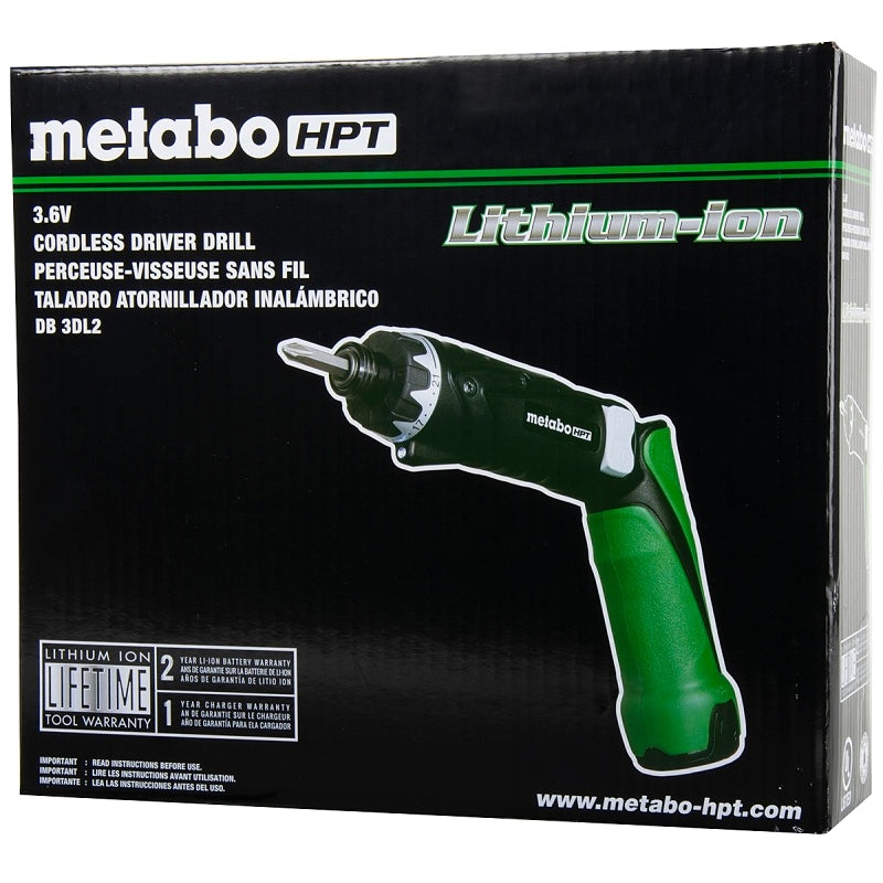 Metabo HPT DB3DL2M Screwdriver Kit, Battery Included, 3.6 V, 1.5 Ah, 1/4 in Chuck, Hex Chuck