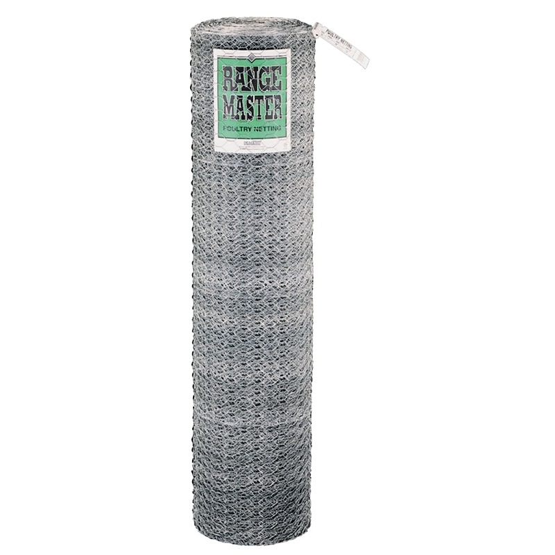 Rangemaster 5928 Poultry Net, 150 ft L, 48 in W, 20 Gauge, Hexagonal Mesh, 1 in Mesh, Steel