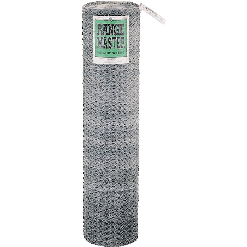 Rangemaster 6001 Poultry Net, 150 ft L, 24 in W, 20 Gauge, Hexagonal Mesh, 2 in Mesh, Steel