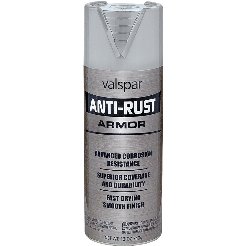Valspar Armor 044.0021956.076 Rust Preventative Spray Paint, Gloss, Nickel, 12 oz, Can