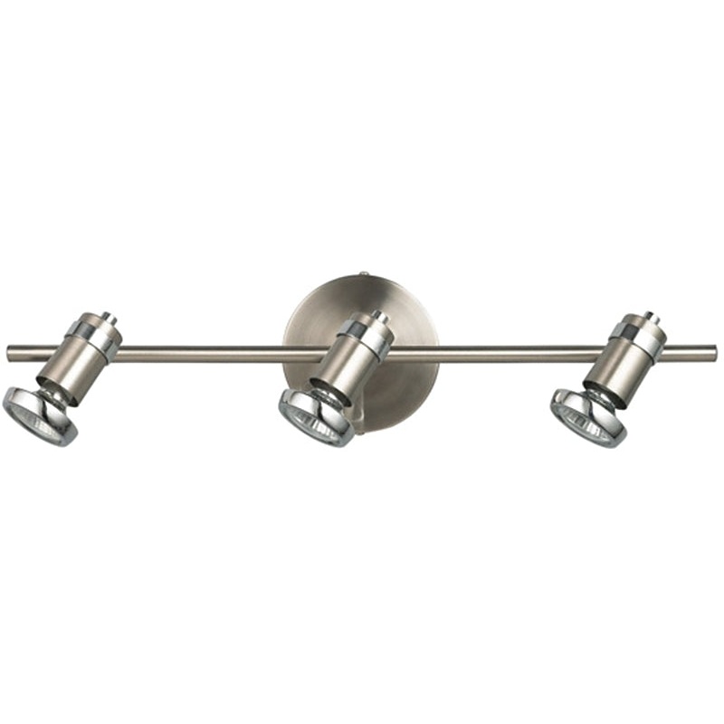 Canarm IT391A03BCH10 Track Lighting Fixture, 21 in W x 4-3/4 in H Dimensions, 50 W, 3-Lamp, Brushed Pewter/Chrome