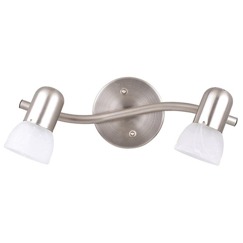 Canarm IT9251 Track Lighting Fixture, 15 in W x 5-3/4 in H Dimensions, 60 W, 2-Lamp, Alabaster Glass, Brushed Pewter