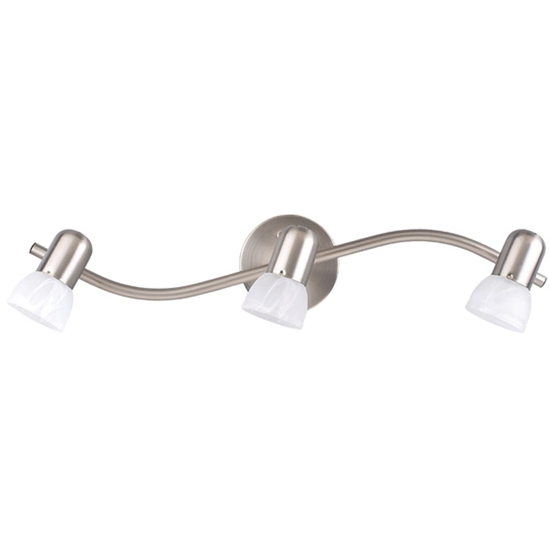 Canarm IT9351 Track Lighting Fixture, 23 in W x 5-3/4 in H Dimensions, 60 W, 3-Lamp, Alabaster Glass, Brushed Pewter