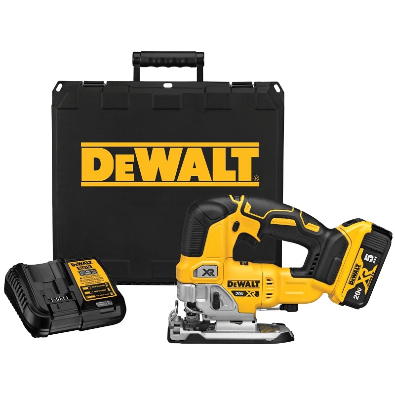 DEWALT DCS334P1 Jig Saw Kit, Battery Included, 20 V, 5 Ah, 3/8 in Cutting Capacity, 1 in L Stroke, 0 to 3200 spm