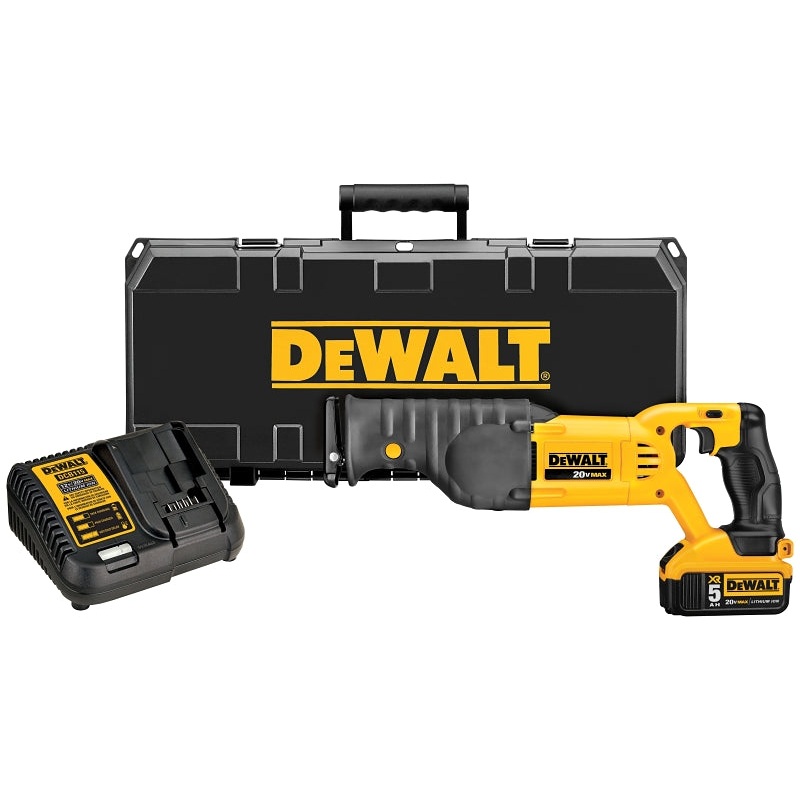 DEWALT DCS380P1 Reciprocating Saw Kit, Battery Included, 20 V, 5 Ah, 1-1/8 in L Stroke, 0 to 3000 spm