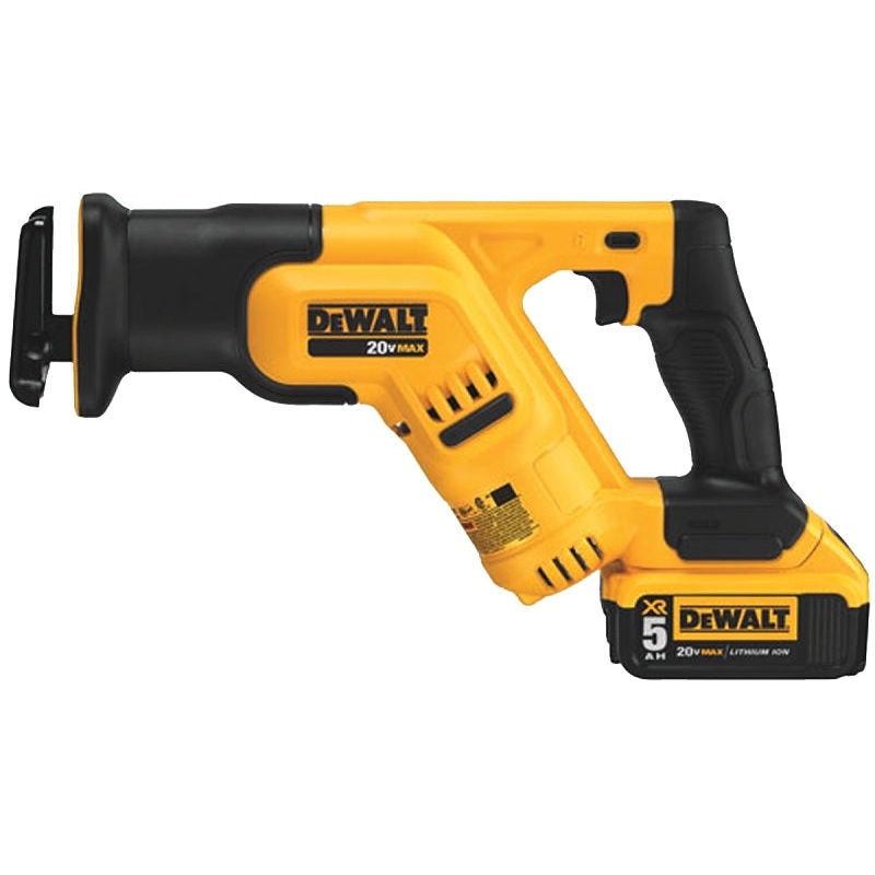 DEWALT DCS387P1 Series Reciprocating Saw Kit, Battery Included, 20 V, 5 Ah, 1-1/8 in L Stroke, 0 to 2900 spm