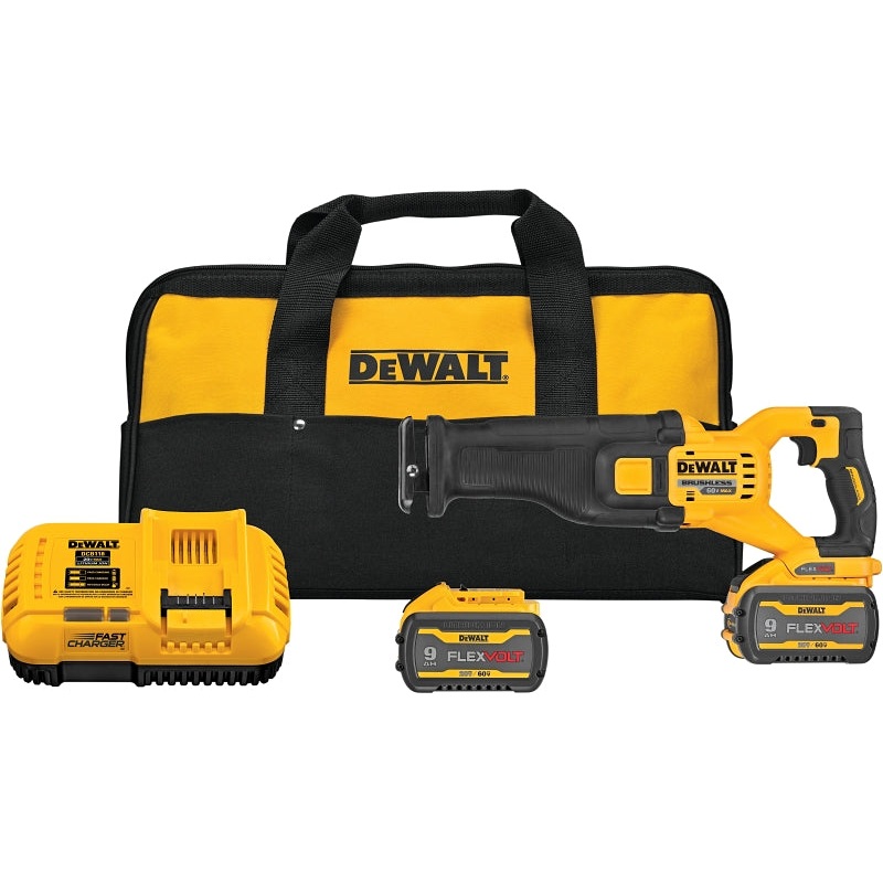 DEWALT DCS389X2 Series Brushless Reciprocating Saw Kit, Battery Included, 60 V, 9 Ah